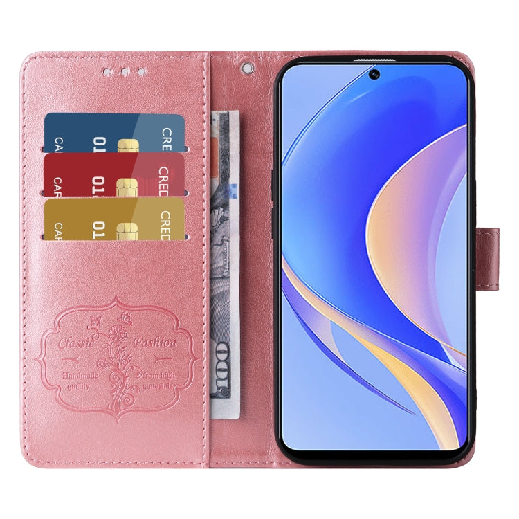 For Huawei nova Y90 Embossed Butterfly Flowers Leather Phone Case
