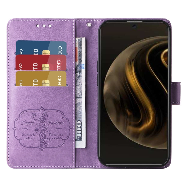 For Huawei Enjoy 70 Pro 4G / nova 12i Embossed Butterfly Flowers Leather Phone Case