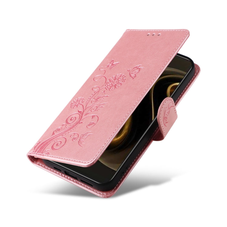 For Huawei Enjoy 70 Pro 4G / nova 12i Embossed Butterfly Flowers Leather Phone Case