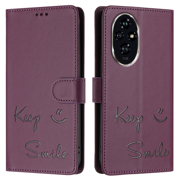 For Honor 200 Smile Embossing RFID Leather Phone Case