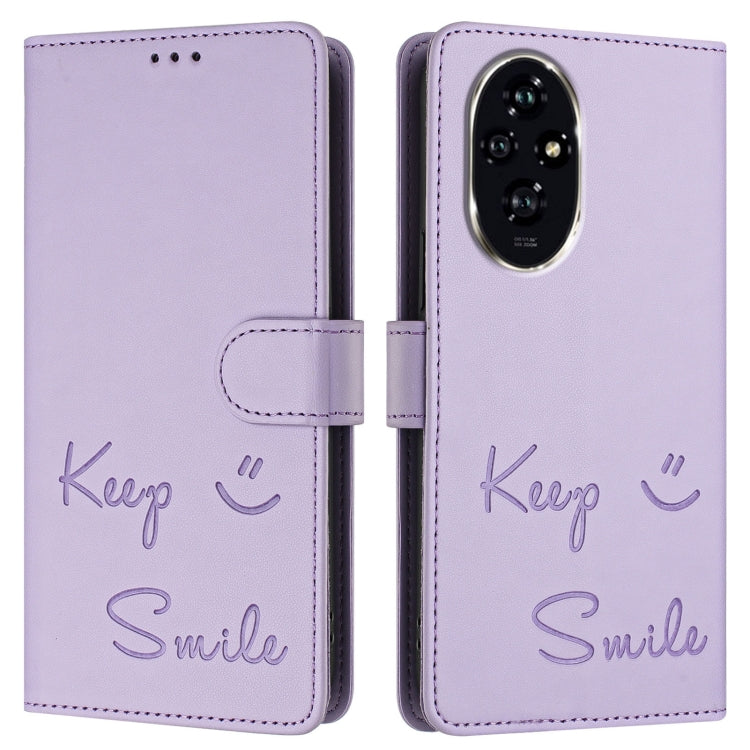 For Honor 200 Pro Smile Embossing RFID Leather Phone Case