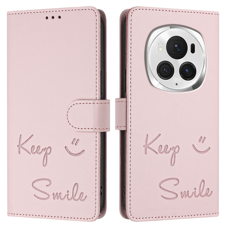 For Honor Magic6 Pro 5G Global Smile Embossing RFID Leather Phone Case