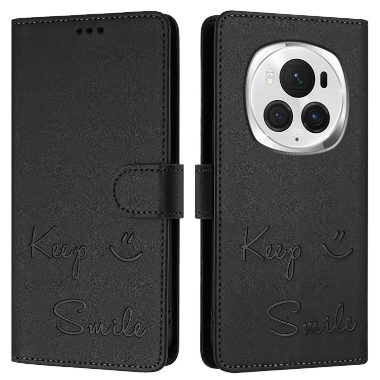 For Honor Magic6 Pro 5G Global Smile Embossing RFID Leather Phone Case