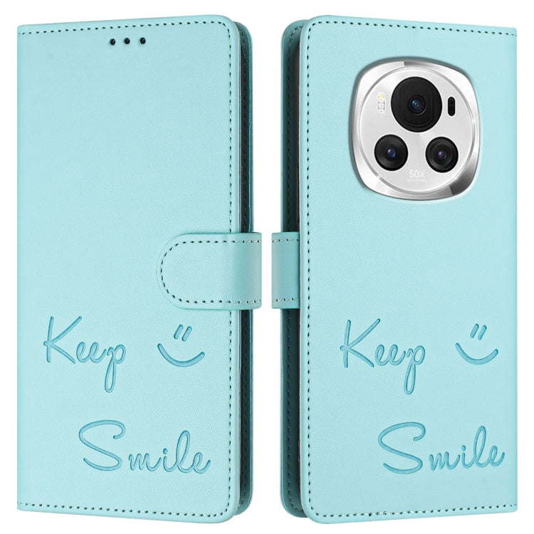 For Honor Magic6 5G Global Smile Embossing RFID Leather Phone Case