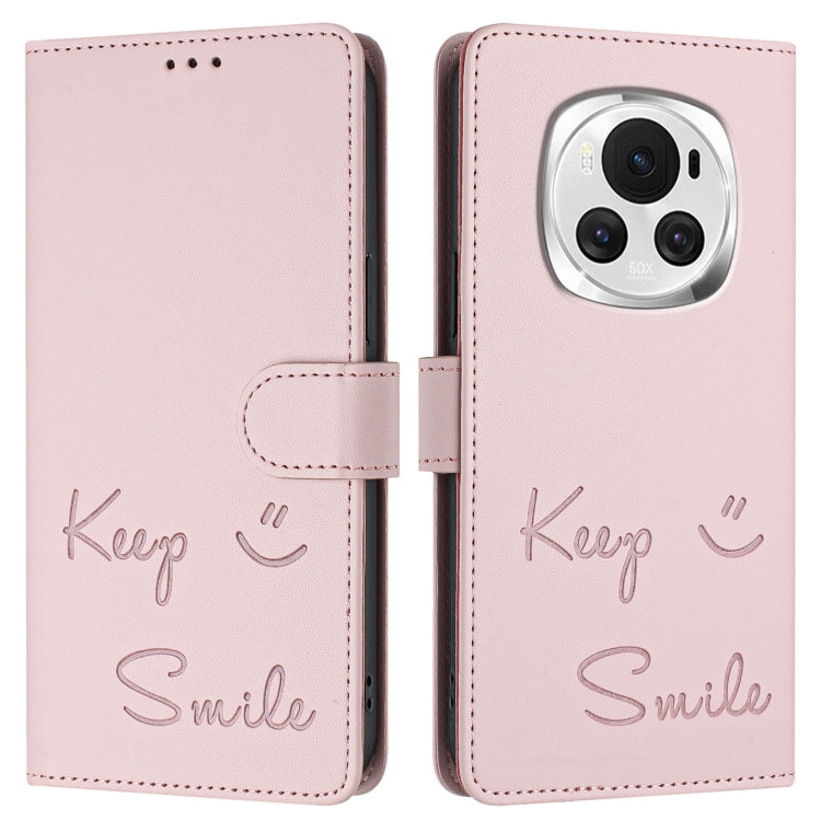 For Honor Magic6 5G Global Smile Embossing RFID Leather Phone Case