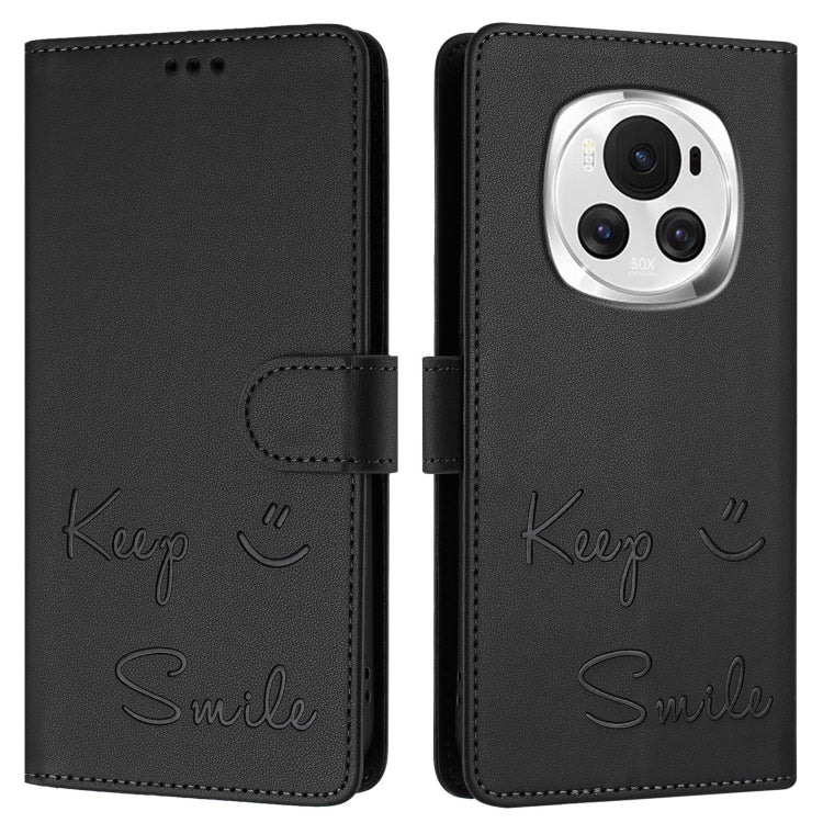 For Honor Magic6 5G Global Smile Embossing RFID Leather Phone Case