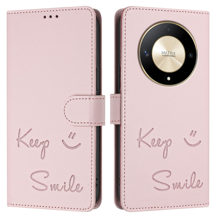 For Honor Magic6 Lite 5G Global Smile Embossing RFID Leather Phone Case