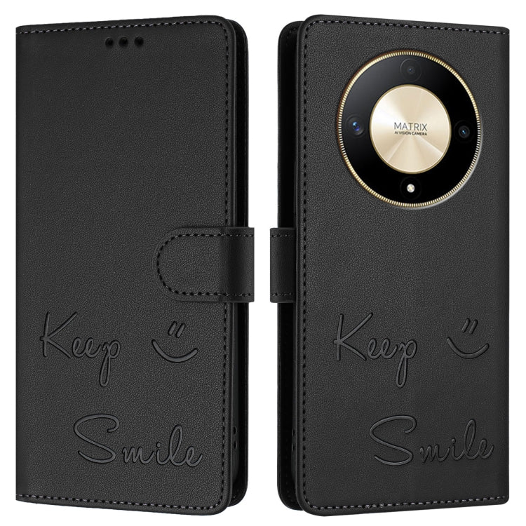 For Honor Magic6 Lite 5G Global Smile Embossing RFID Leather Phone Case