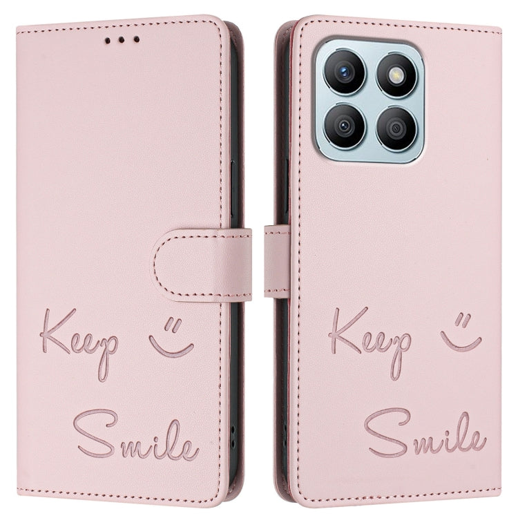 For Honor X6a 4G Smile Embossing RFID Leather Phone Case