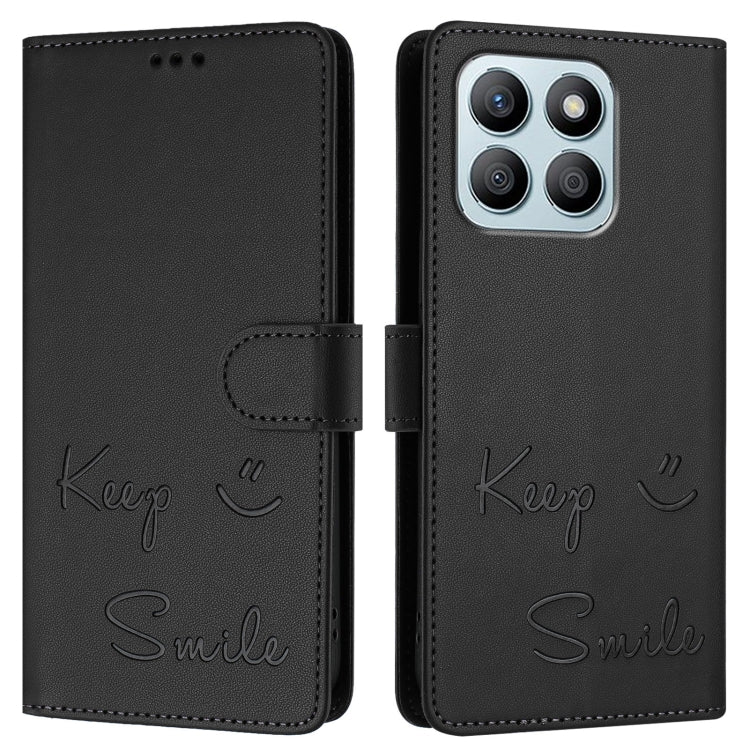 For Honor X6a 4G Smile Embossing RFID Leather Phone Case