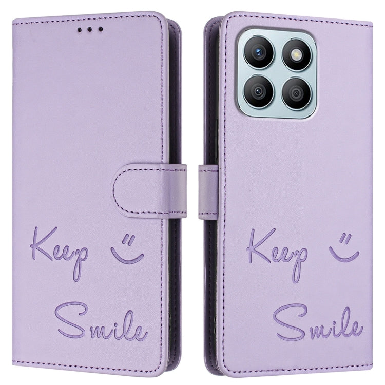 For Honor X6a 4G Smile Embossing RFID Leather Phone Case
