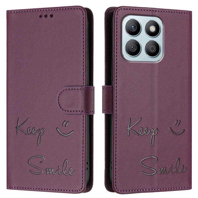 For Honor X6a 4G Smile Embossing RFID Leather Phone Case