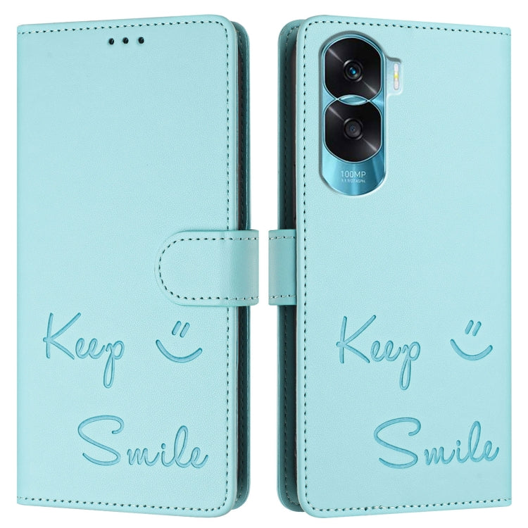 For Honor 90 Lite 5G/X50i 5G Smile Embossing RFID Leather Phone Case