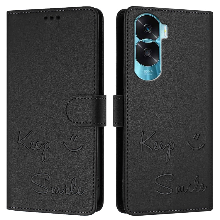 For Honor 90 Lite 5G/X50i 5G Smile Embossing RFID Leather Phone Case