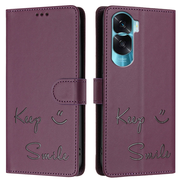 For Honor 90 Lite 5G/X50i 5G Smile Embossing RFID Leather Phone Case