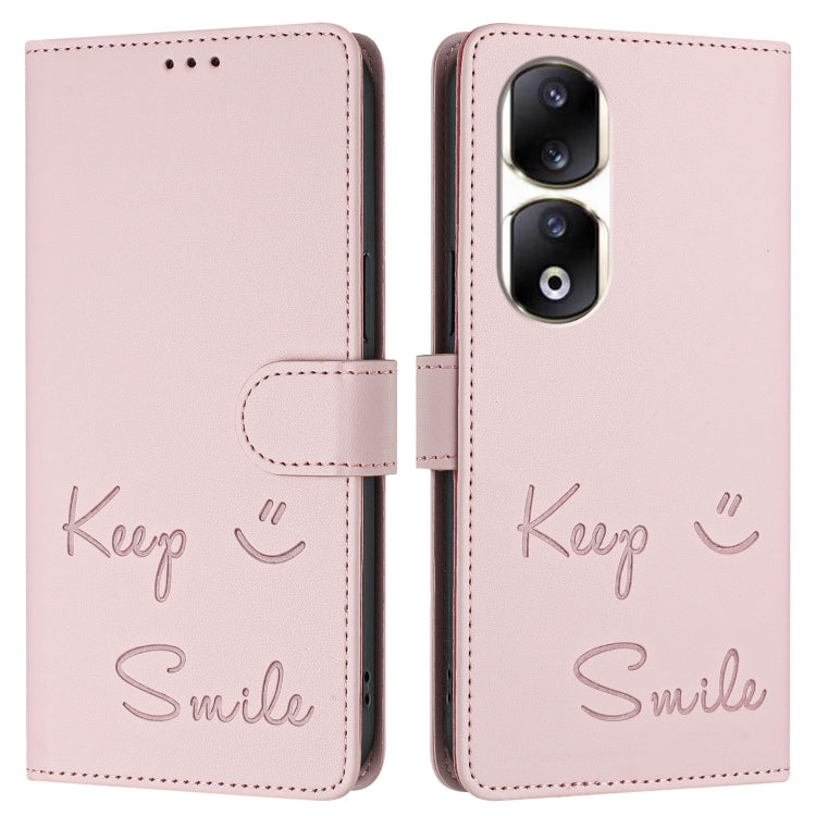 For Honor 90 Pro 5G Smile Embossing RFID Leather Phone Case