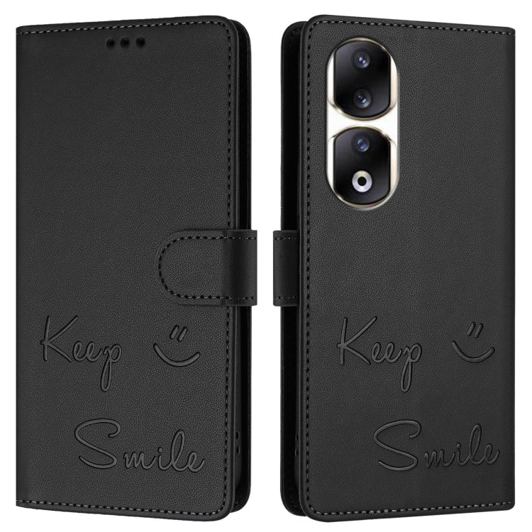 For Honor 90 Pro 5G Smile Embossing RFID Leather Phone Case