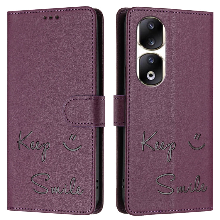 For Honor 90 Pro 5G Smile Embossing RFID Leather Phone Case