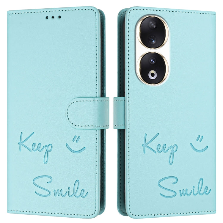 For Honor 90 5G Smile Embossing RFID Leather Phone Case