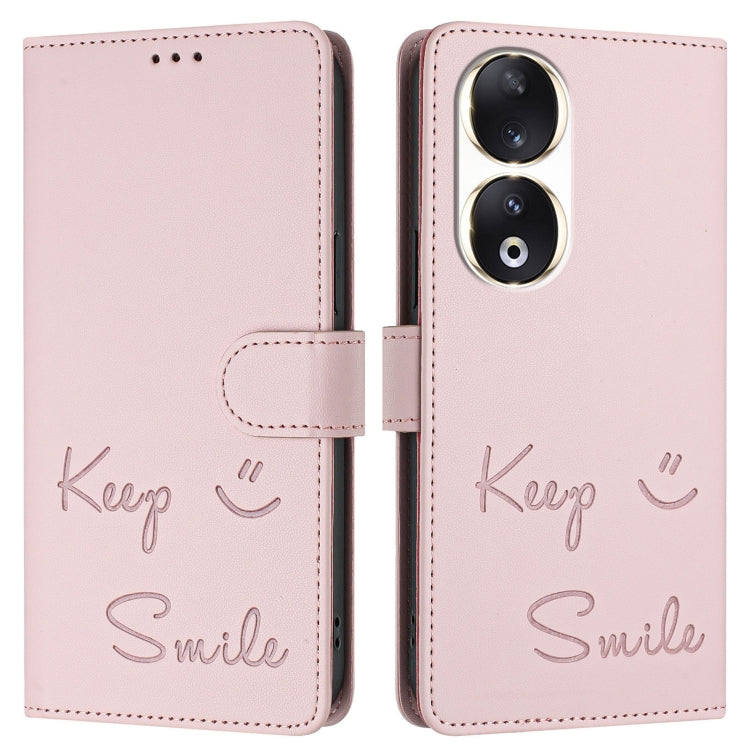 For Honor 90 5G Smile Embossing RFID Leather Phone Case