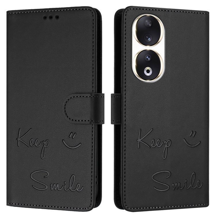 For Honor 90 5G Smile Embossing RFID Leather Phone Case