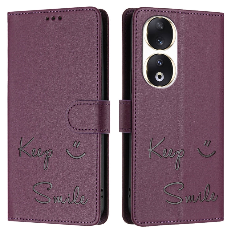 For Honor 90 5G Smile Embossing RFID Leather Phone Case