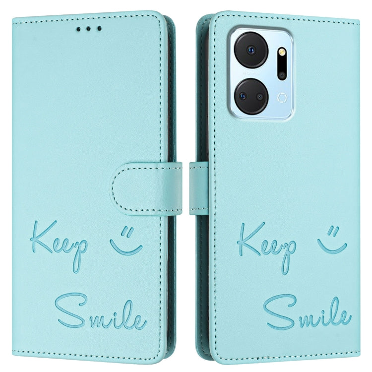For Honor X7a 4G/Play7T 5G Smile Embossing RFID Leather Phone Case