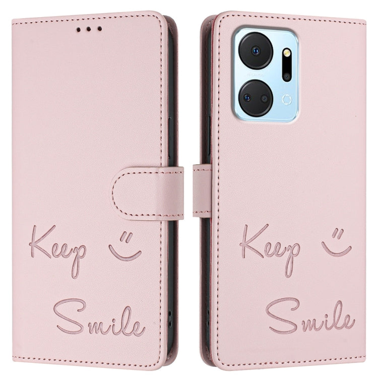 For Honor X7a 4G/Play7T 5G Smile Embossing RFID Leather Phone Case