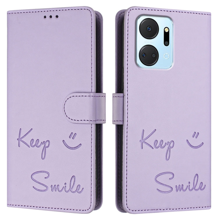For Honor X7a 4G/Play7T 5G Smile Embossing RFID Leather Phone Case