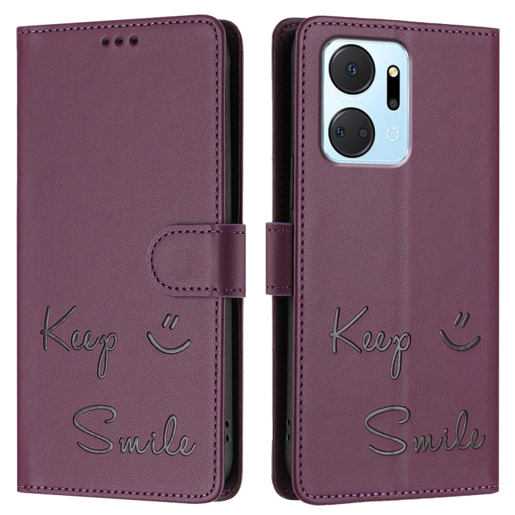 For Honor X7a 4G/Play7T 5G Smile Embossing RFID Leather Phone Case