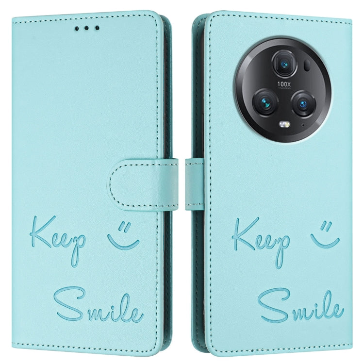 For Honor Magic5 Pro Smile Embossing RFID Leather Phone Case