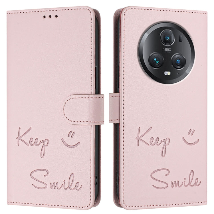 For Honor Magic5 Pro Smile Embossing RFID Leather Phone Case