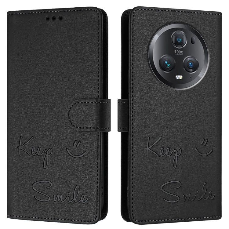 For Honor Magic5 Pro Smile Embossing RFID Leather Phone Case