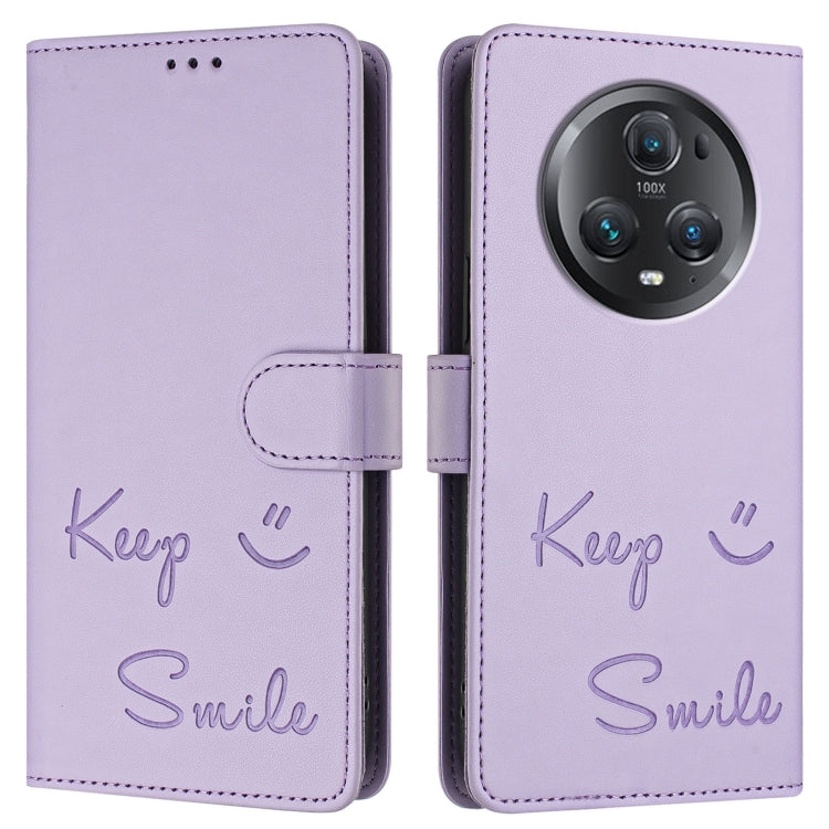 For Honor Magic5 Pro Smile Embossing RFID Leather Phone Case