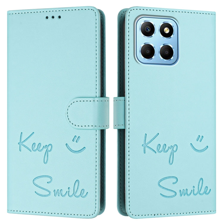 For Honor X8a 5G Global Smile Embossing RFID Leather Phone Case