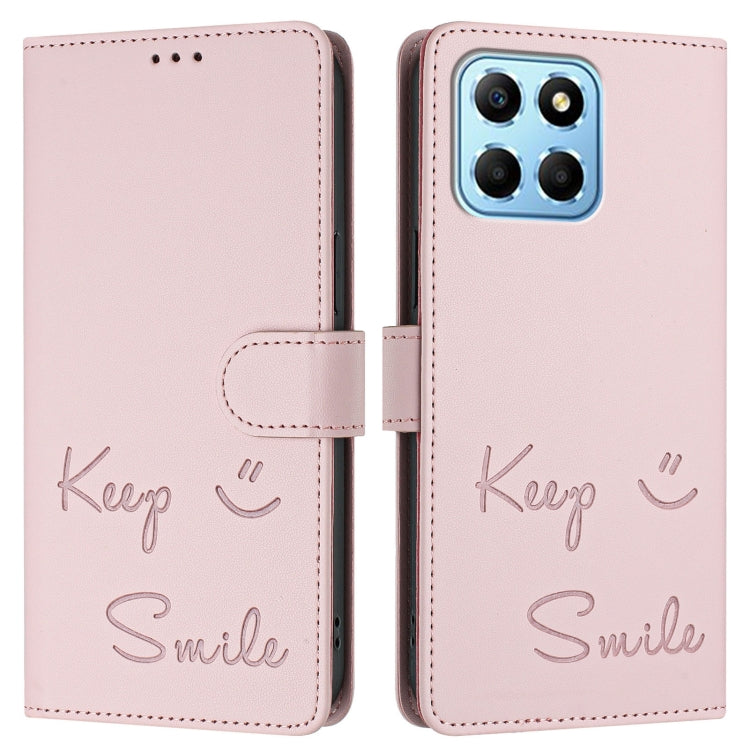 For Honor X8a 5G Global Smile Embossing RFID Leather Phone Case
