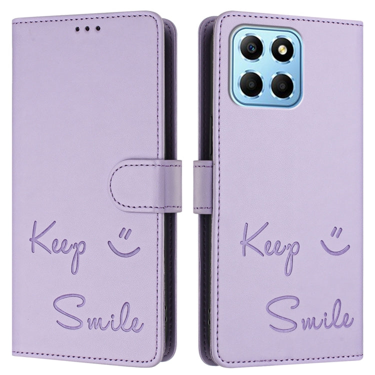 For Honor X8a 5G Global Smile Embossing RFID Leather Phone Case