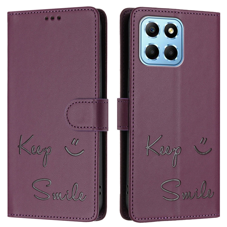 For Honor X8a 5G Global Smile Embossing RFID Leather Phone Case