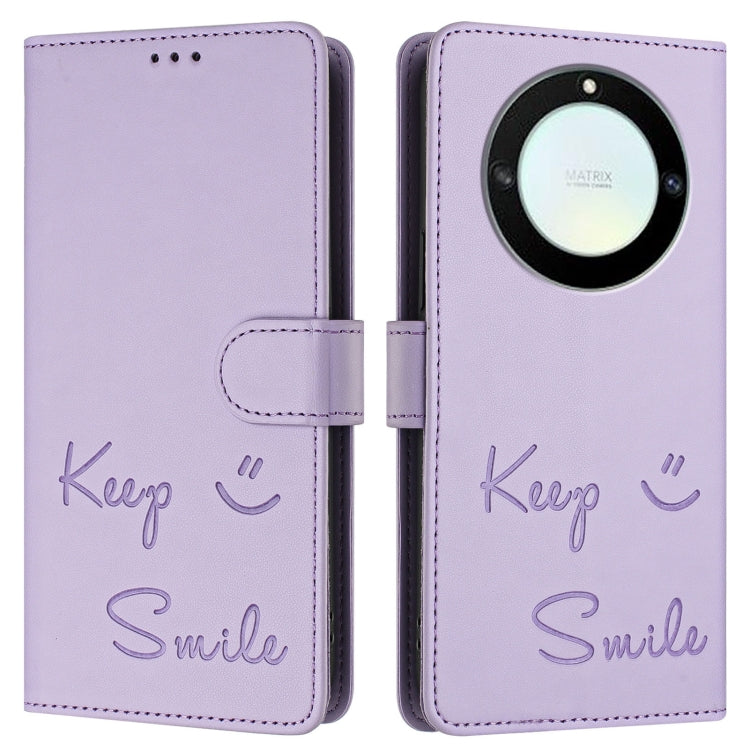 For Honor X40 5G/X9a 5G/Magic5 Lite Smile Embossing RFID Leather Phone Case