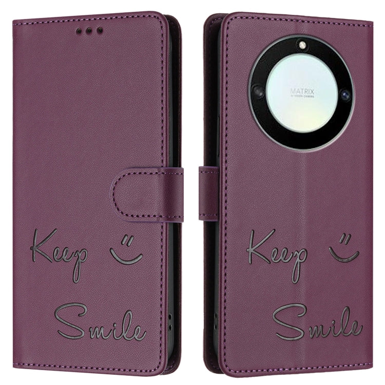 For Honor X40 5G/X9a 5G/Magic5 Lite Smile Embossing RFID Leather Phone Case