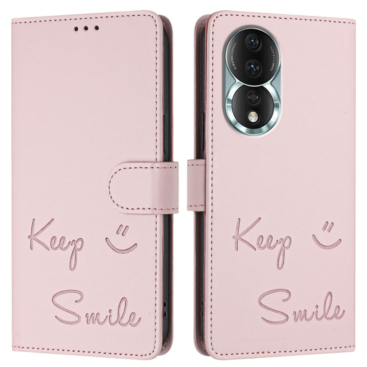 For Honor 80 5G Smile Embossing RFID Leather Phone Case