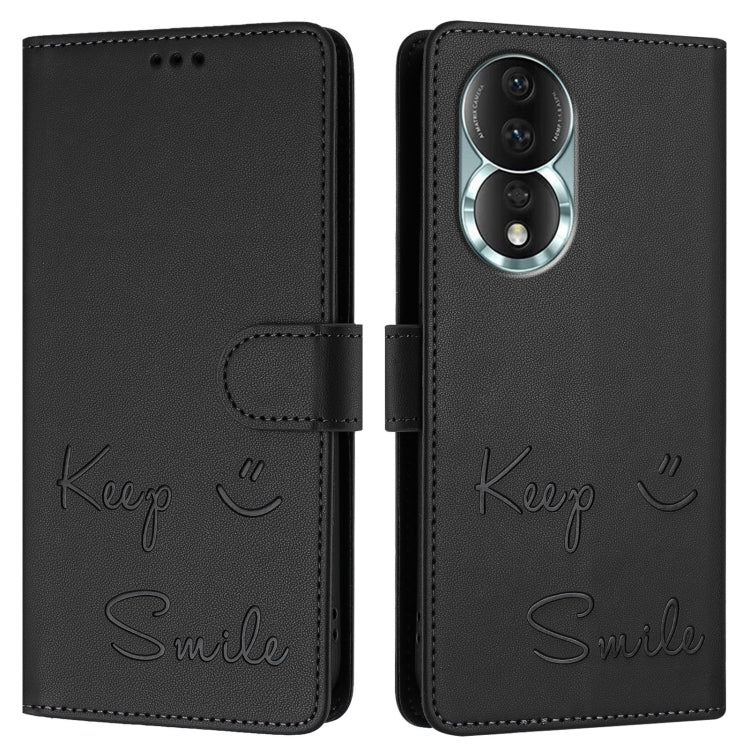 For Honor 80 5G Smile Embossing RFID Leather Phone Case