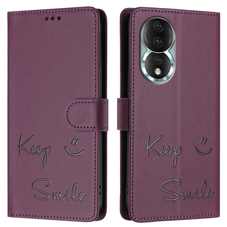For Honor 80 5G Smile Embossing RFID Leather Phone Case