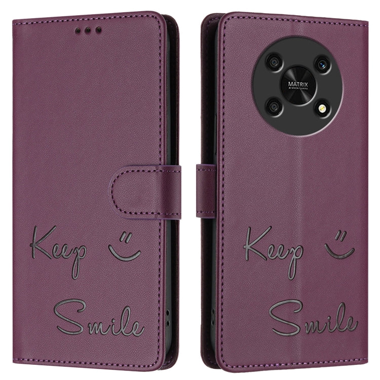 For Honor X30 5G/X9 5G/X9 4G Smile Embossing RFID Leather Phone Case