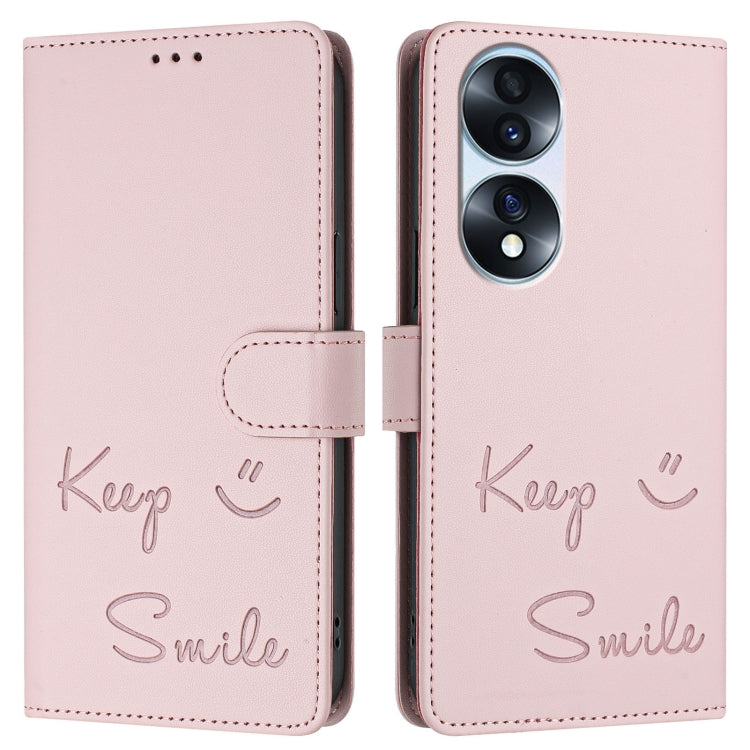 For Honor 70 Pro 5G Smile Embossing RFID Leather Phone Case