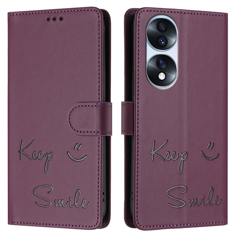For Honor 70 Pro 5G Smile Embossing RFID Leather Phone Case