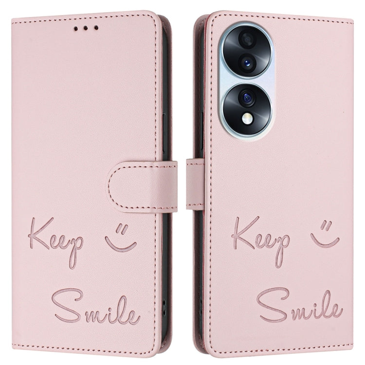 For Honor 70 5G Smile Embossing RFID Leather Phone Case
