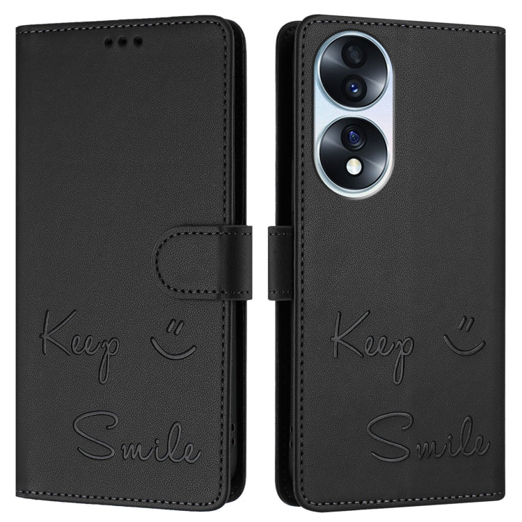 For Honor 70 5G Smile Embossing RFID Leather Phone Case