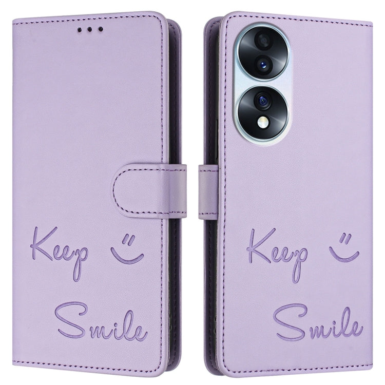 For Honor 70 5G Smile Embossing RFID Leather Phone Case