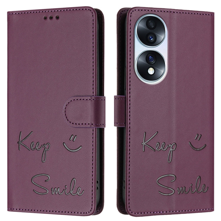 For Honor 70 5G Smile Embossing RFID Leather Phone Case